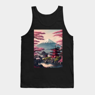 Serene Mount Fuji Sunset - Peaceful River Scenery Tank Top